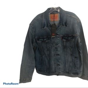Levi's Premium Trucker Jean Stretch Denim Button Jacket Light Wash size large